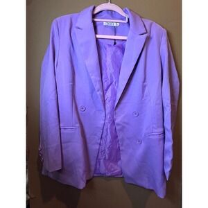 IVIVI Blazer Womens Large Purple New Double Breasted Notched Lapel Lined Jacket